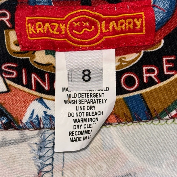 Krazy Larry Pull-On Ankle Pants Passport Colorful Hippie Electric Sz8 - Picture 10 of 15